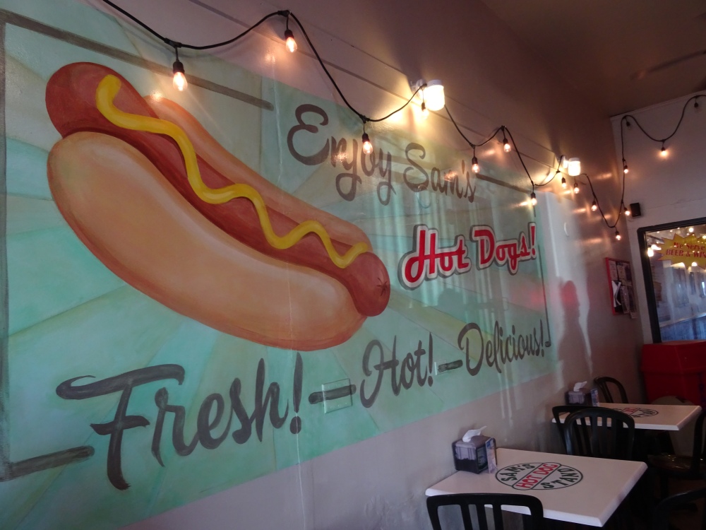 Inside Sams Hot Dog Stand