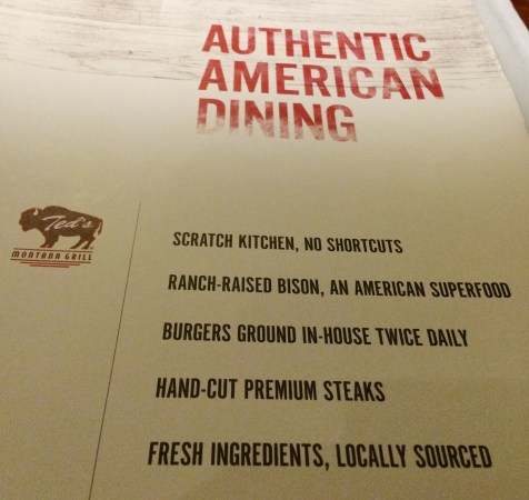 Menu at Ted's Montana