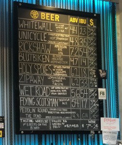 Chalkboard at Crank Arm Brewery