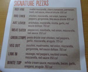 Blaze Signature Pizza Menu