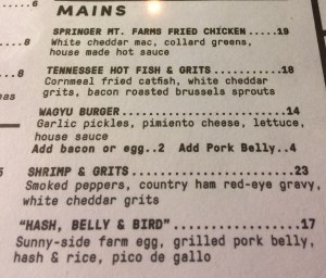 Menu of the Mains at poogans smokehouse