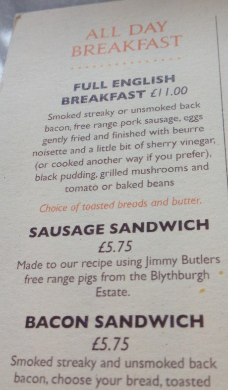 Breakfast Menu at The Perfectionist Cafe