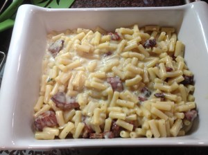 Assembling the mac n cheese