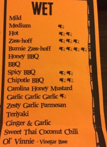 Heavenly Buffalo Wet Wing menu