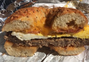 Barnyard Burger Slice at Bruegger Bagels