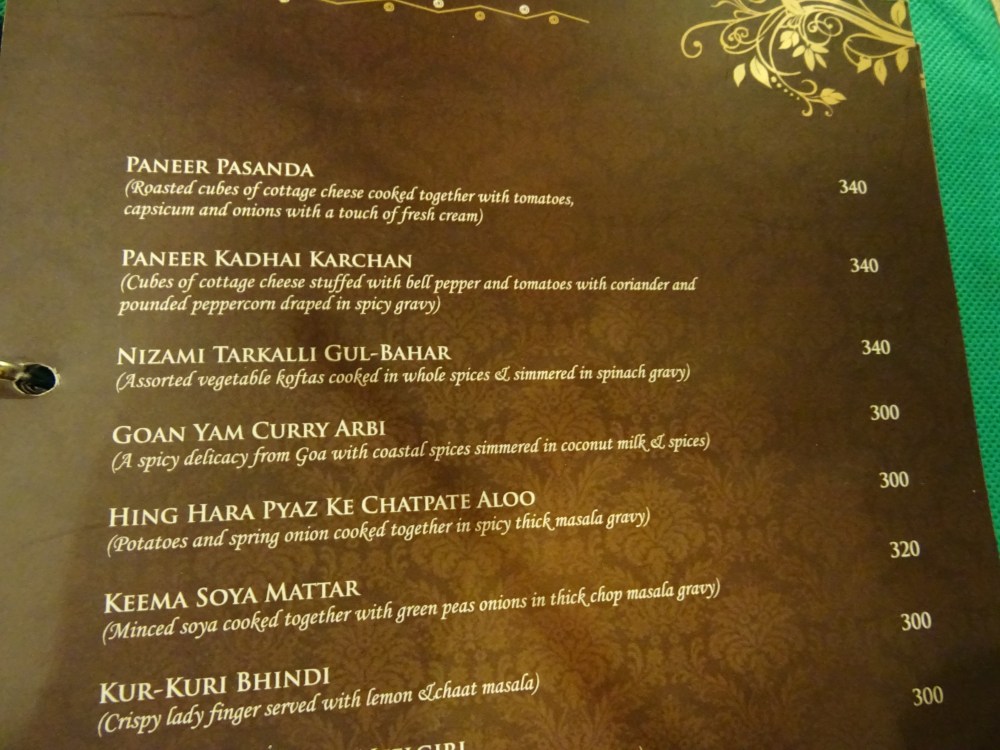 Menu at The Sitting Elephant in Rishikesh