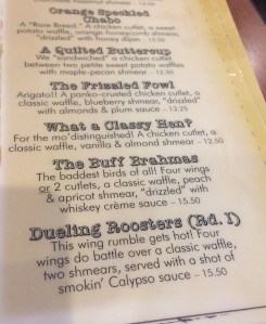 Dame's Chicken and Waffles Inspiration Menu