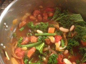 add tomato kale canneliini beans