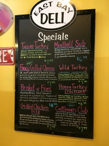 East Bay Deli Specials Board in Charleston