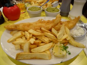 Haddock Chips and Mushy Peas at Golden Union