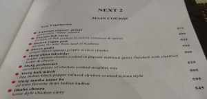 Non Veg menu at Next 2