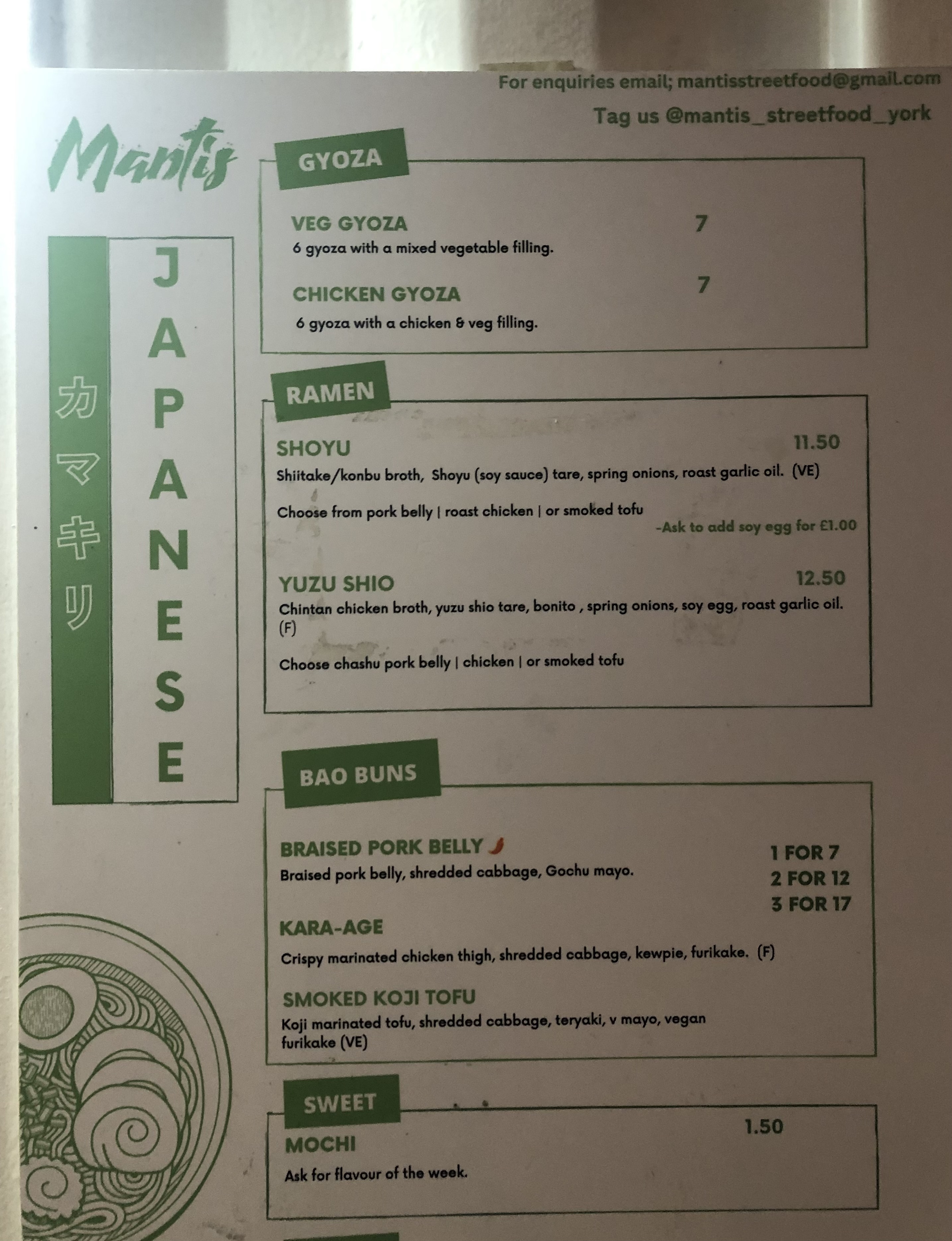 Mantis Menu Items Mantis Japanese food at Spark in York – My Food Hunt
